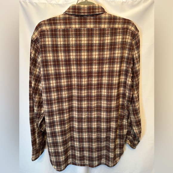 Vintage Pendleton Size Large Plaid Brown 100% Virgin Wool USA Made Mens Shirt - Picture 3 of 10